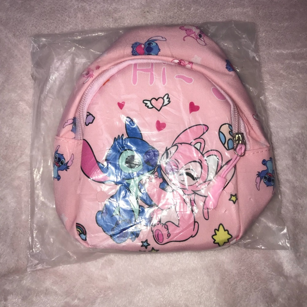 Stitch & Angela Heart Pink Small Sling Bag Backpack New without Tags - Picture 3 of 13